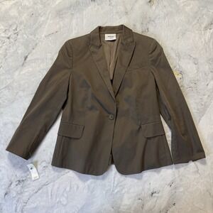 Akris Punto Blazer Womens Size 8 Brown One Button Cotton‎ Blend Jacket